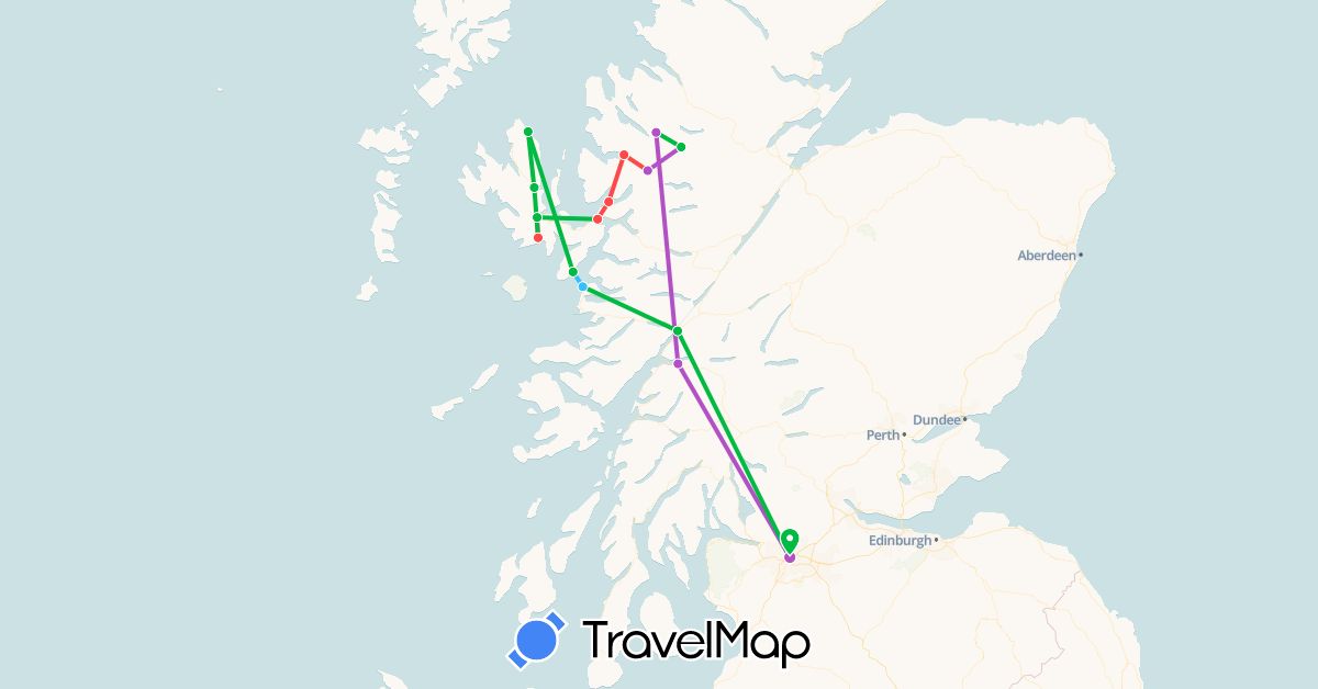 TravelMap itinerary: driving, bus, train, hiking, boat in United Kingdom (Europe)